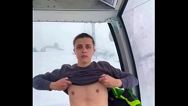 Twink Masturbates in Ski Gondola